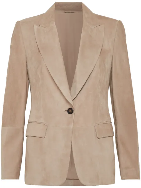 Brunello Cucinelli blazer de gamuza con botones