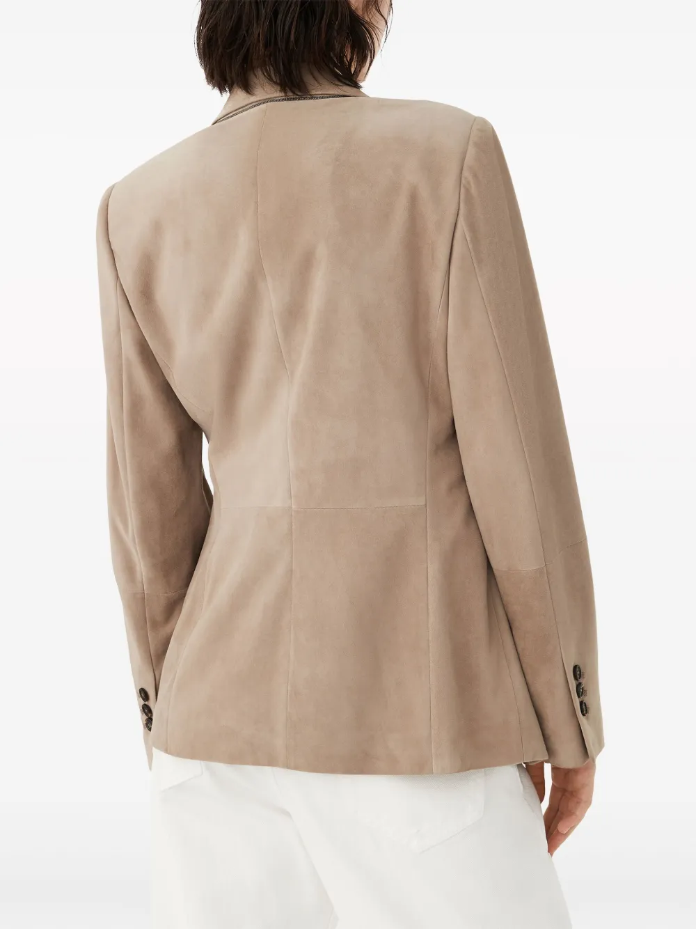 Brunello Cucinelli Blazer met enkele rij knopen Beige