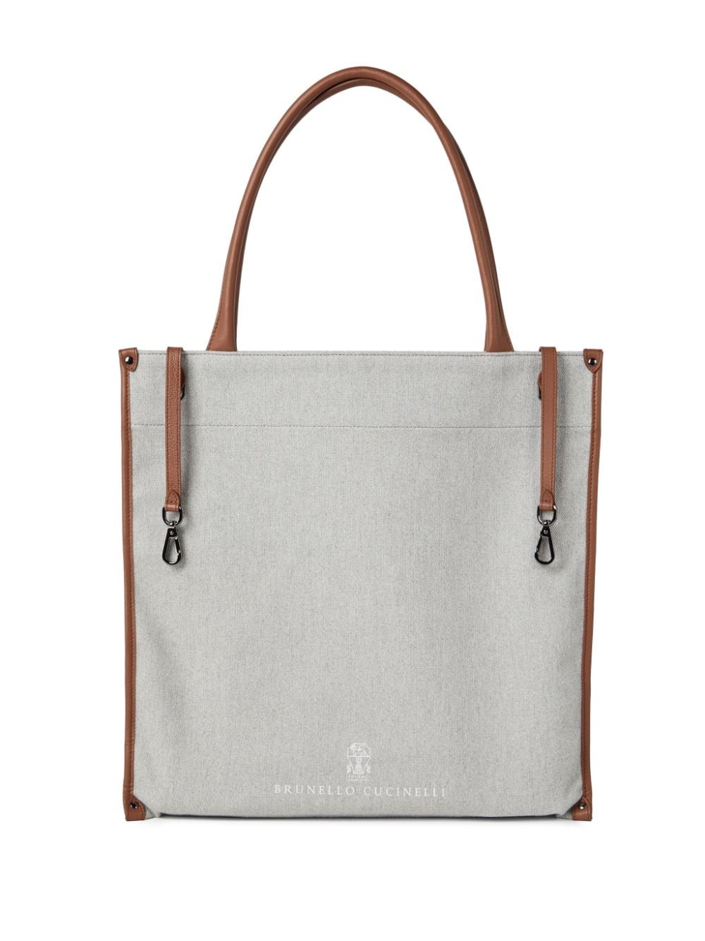 Shop Brunello Cucinelli Logo-embroidered Tote Bag In Grey