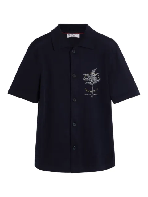 Brunello Cucinelli Kids palm tree-embroidered shirt