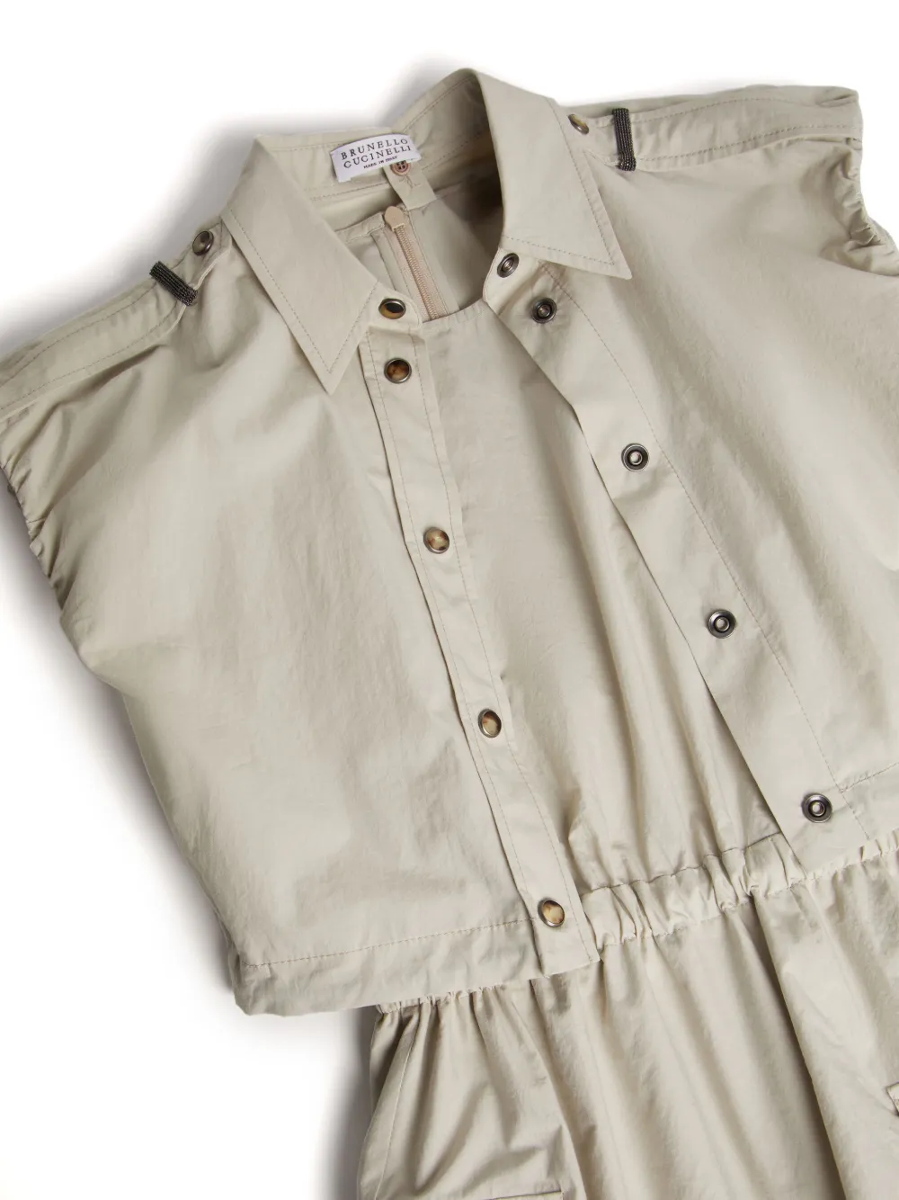 Shop Brunello Cucinelli Layered Cotton Dress In Neutrals