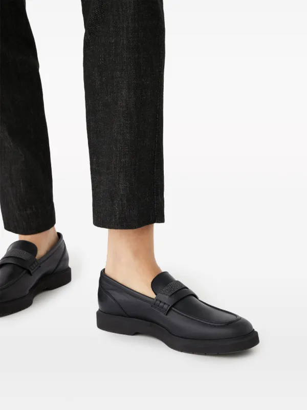 驚きの値段 Brunello Cucinelli crystal-embellished Leather Loafers トップス