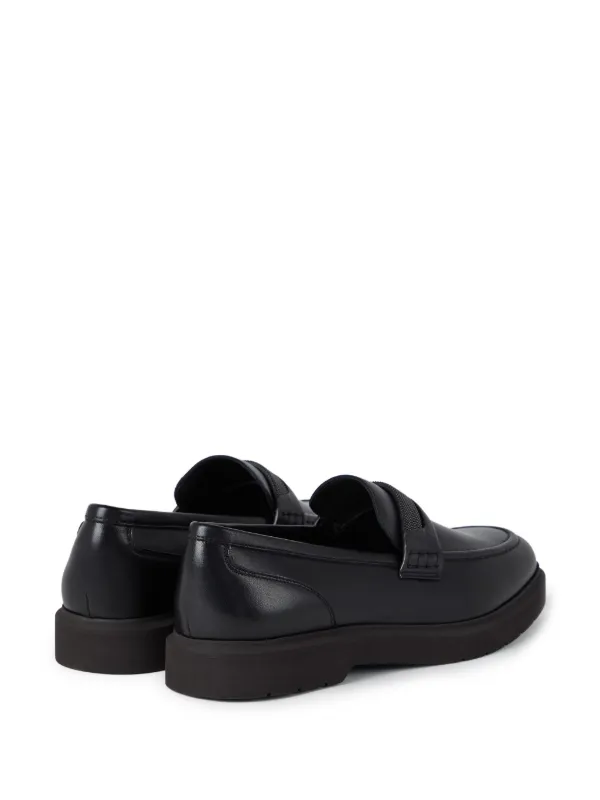 Brunello Cucinelli crystal-embellished Leather Loafers