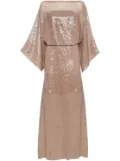 Brunello Cucinelli sequinned silk maxi dress - Neutrals