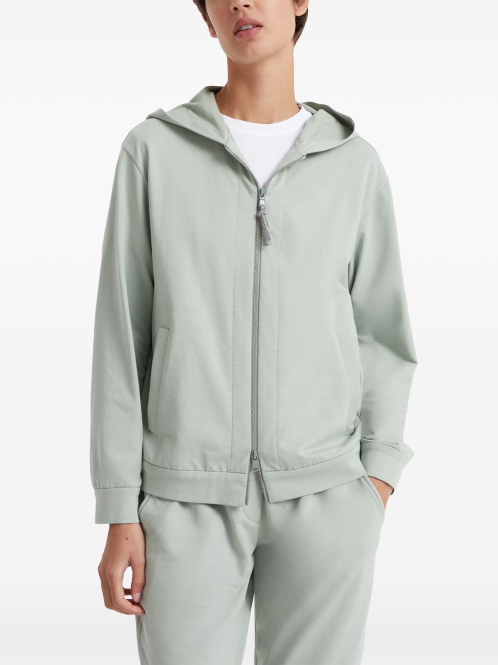 STRETCH-COTTON ZIP-UP HOODIE