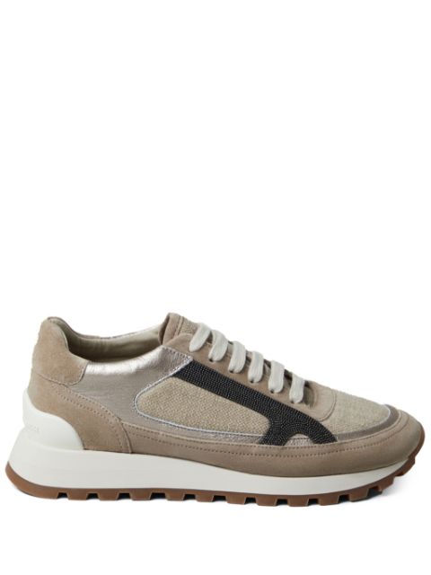 Brunello Cucinelli Monili-embellished panelled sneakers Women