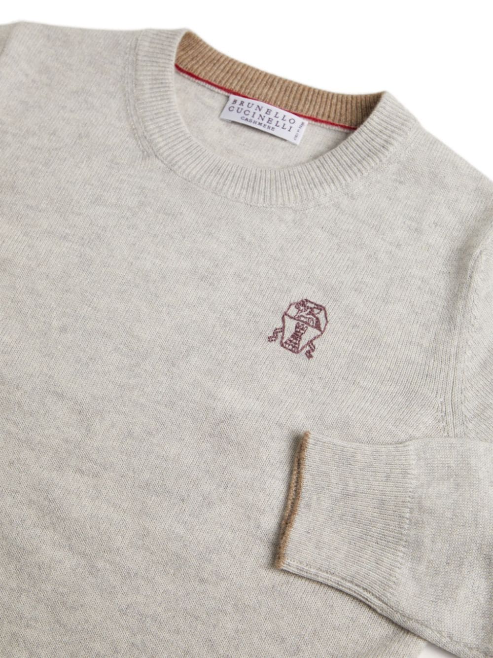 Brunello Cucinelli Kids Kasjmier trui met geborduurd logo Beige