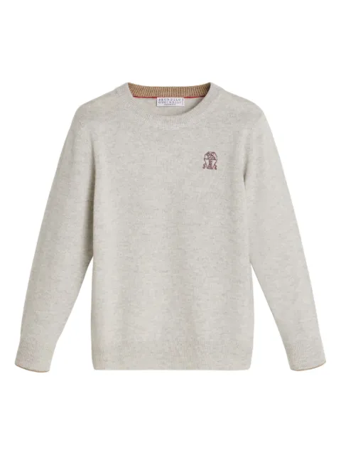 Brunello Cucinelli Kids logo-embroidered cashmere jumper