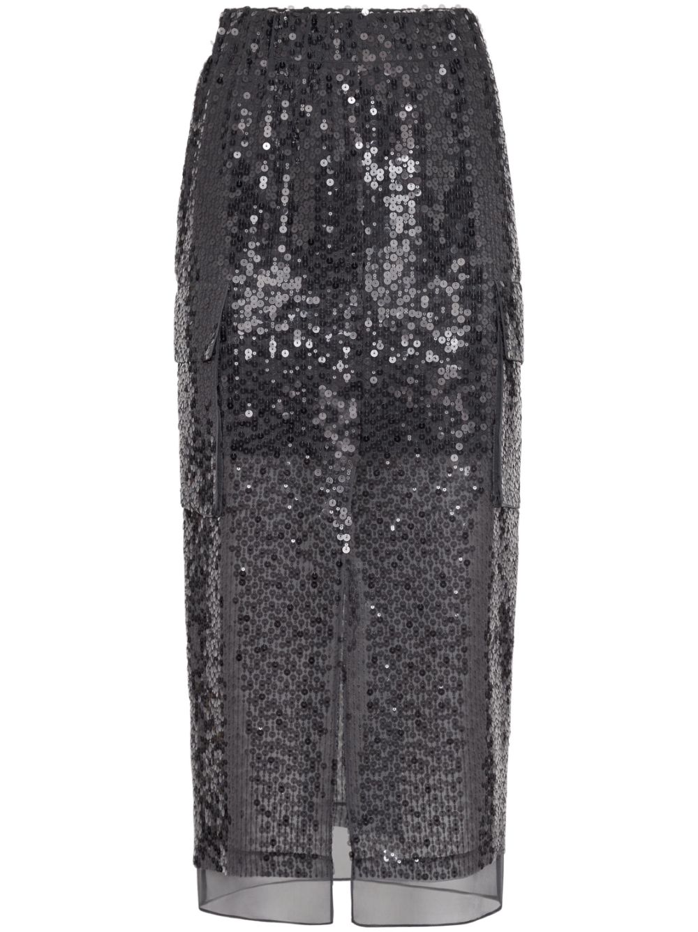 Shop Brunello Cucinelli Sequinned High-waist Skirt In Black