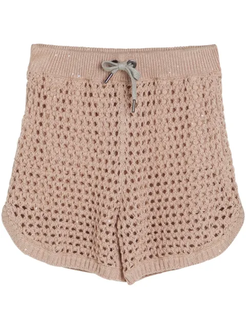 Brunello Cucinelli Kids shorts de tejido abierto