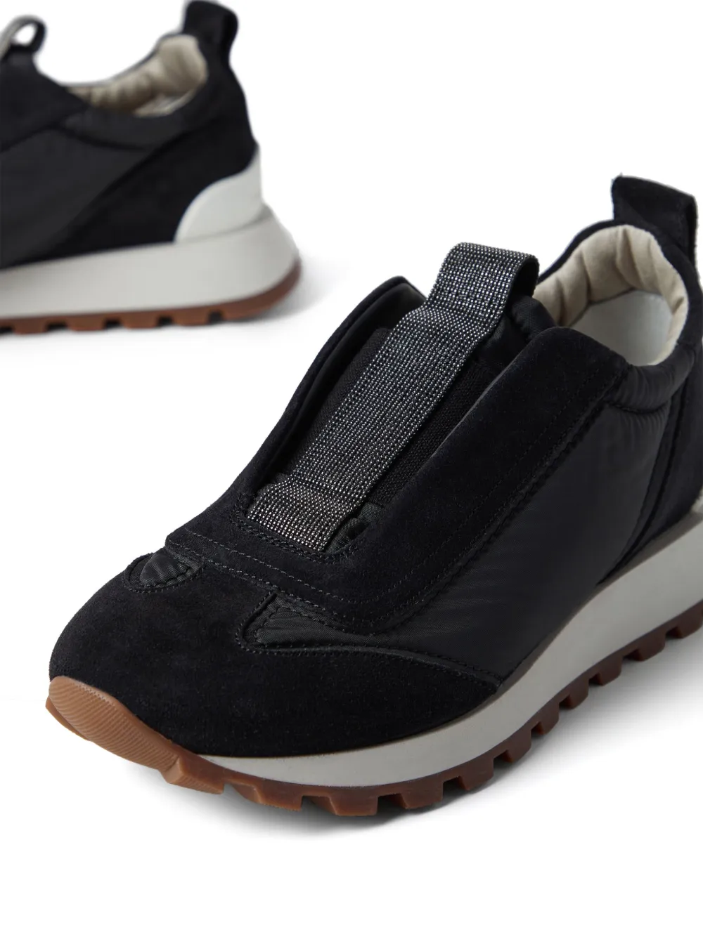 Shop Brunello Cucinelli Monili-embellished Slip-on Sneakers In Black