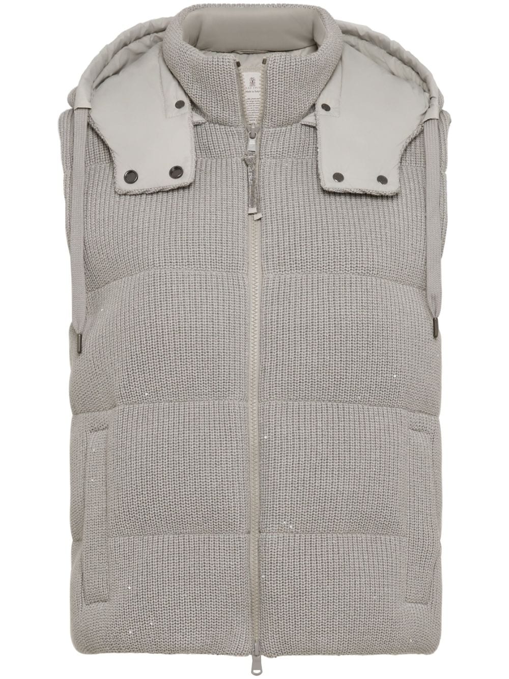 Shop Brunello Cucinelli Ribbed-knit Quilted Gilet In Grey