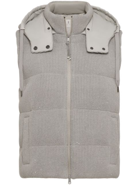 Brunello Cucinelli ribbed-knit quilted gilet