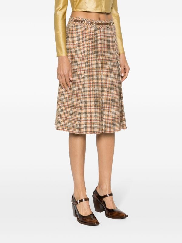 Céline Pre-Owned 1970s houndstooth-print Pleated Skirt - Farfetch