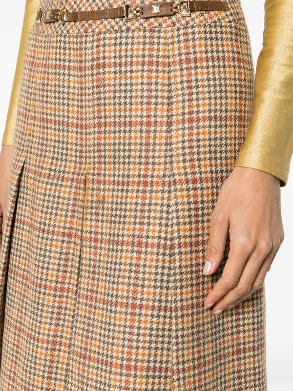 Céline Pre-Owned 1970s houndstooth-print Pleated Skirt - Farfetch