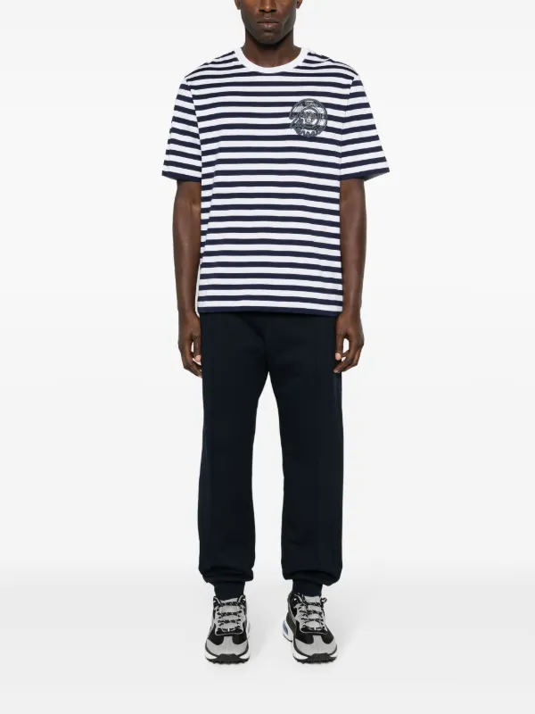 【送料&関税込】Versace Striped T-shirt Versace Medusa-embroidered Striped T-shirt | Blue | FARFETCH