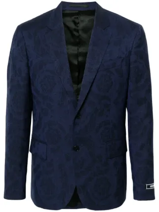 ジャケット Versace Blue Stretch Wool Blazer Versace single-breasted Wool Blazer | Blue | FARFETCH SG