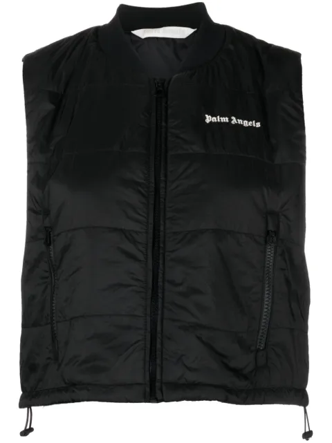 Palm Angels logo-embroidered cropped gilet