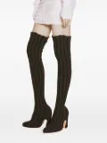 Isa Boulder 127mm Cactus striped over-the-knee boots - Brown