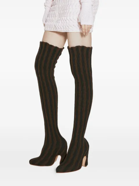 Isa Boulder 127mm Cactus striped over-the-knee boots