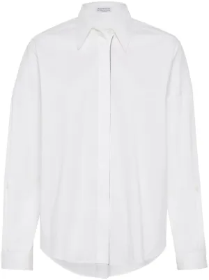 BRUNELLO CUCINELLI ホワイトブラウス Brunello Cucinelli collar-trim long-sleeve Shirt | White | FARFETCH CA