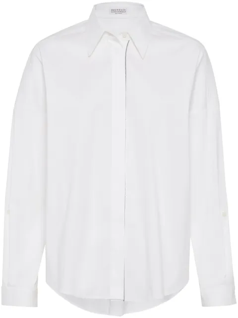 Brunello Cucinelli bead-embellished cotton-blend shirt
