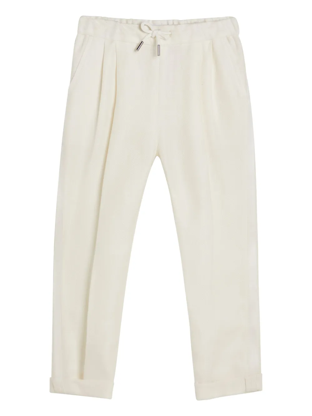 Brunello Cucinelli Kids drawstring slim-fit trousers - Bianco