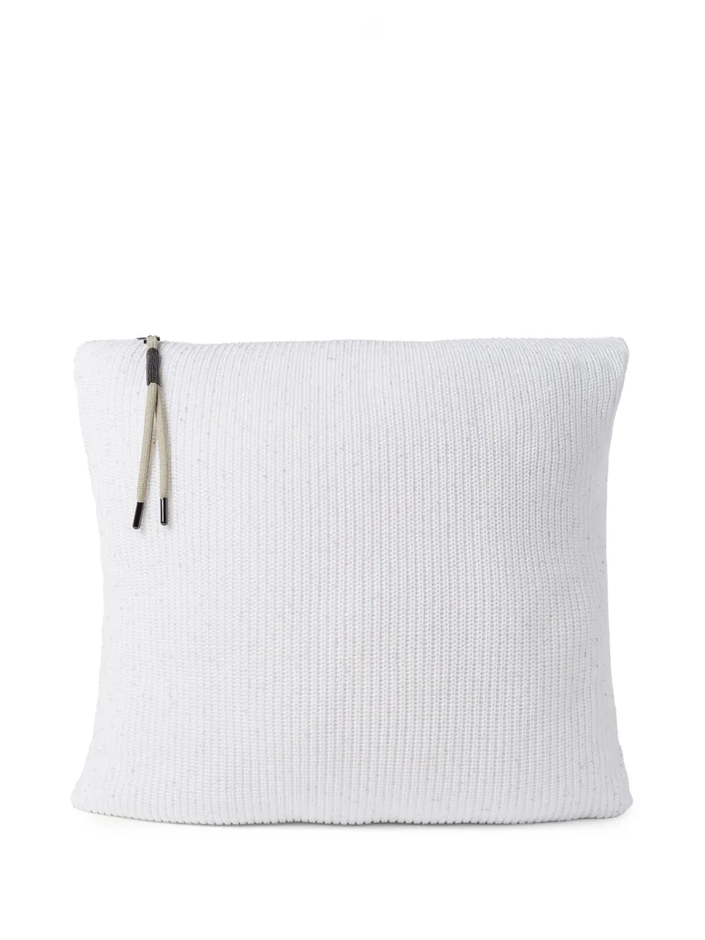 Shop Brunello Cucinelli Ribbed-knit Square-shape Cushion In White