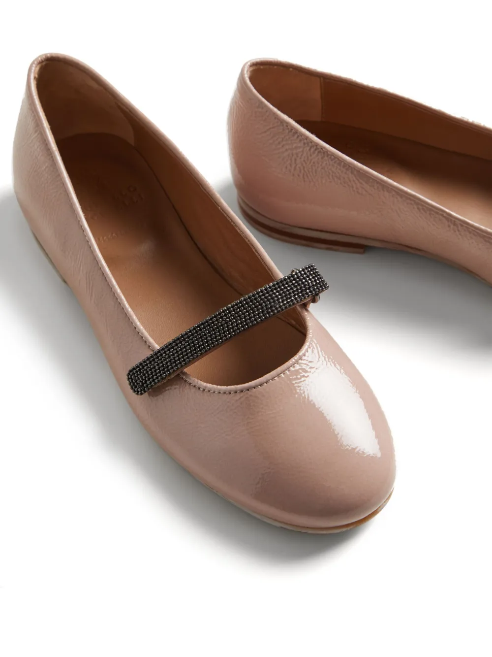 Shop Brunello Cucinelli Almond-toe Leather Ballerina Shoes In Pink