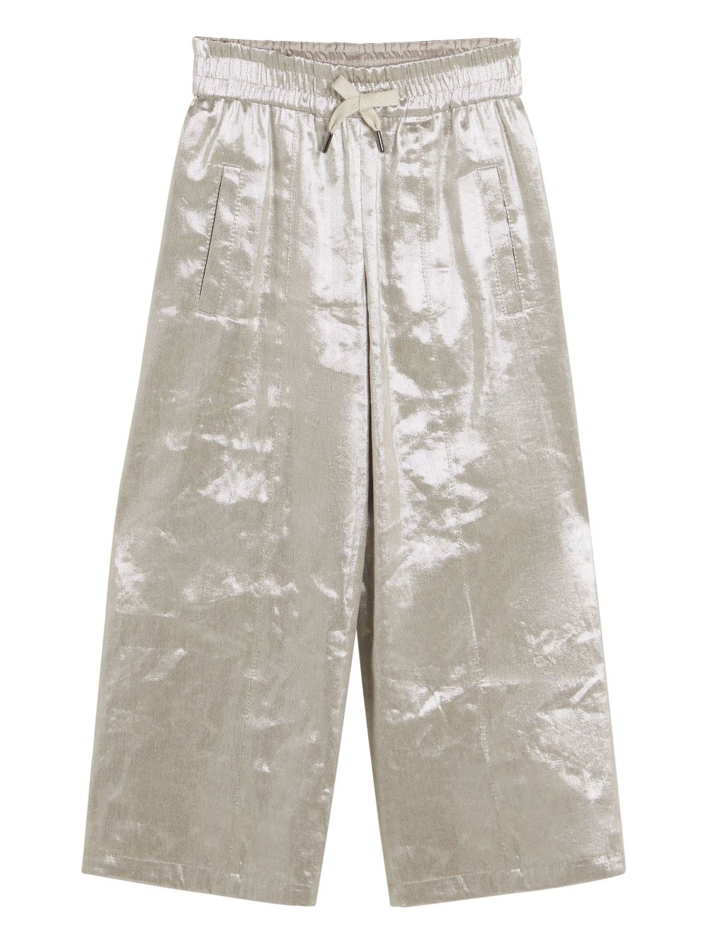 Shop Brunello Cucinelli Metallic Linen-blend Trousers In Grey
