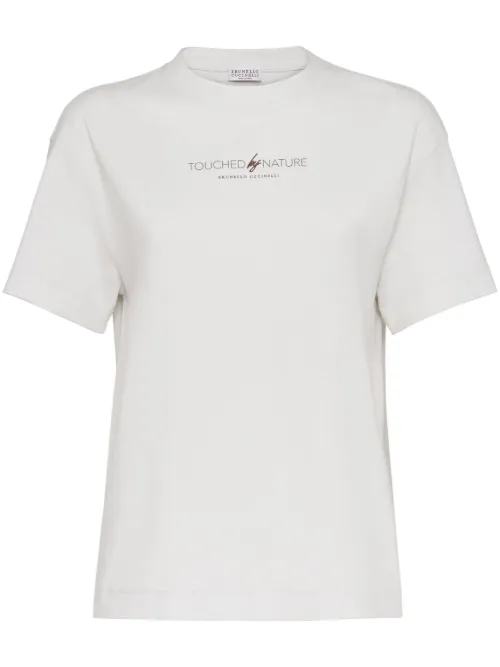 T-shirt en coton à logo imprimé - Brunello Cucinelli - Modalova