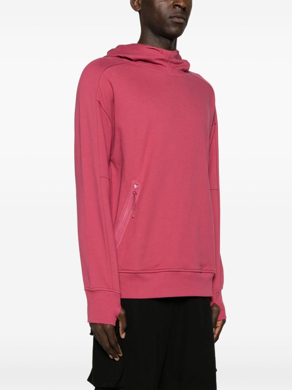 Shop C.p. Company Goggles-detail Cotton Hoodie In Pink