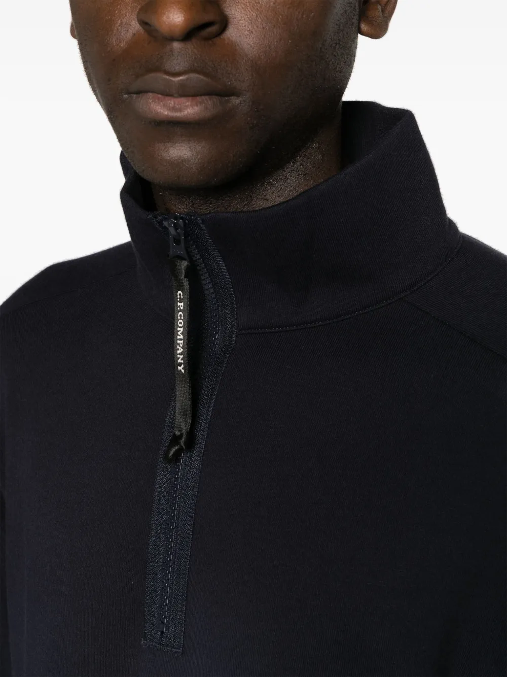 Shop C.p. Company Lens-detail Half-zip Sweatshirt In Blue