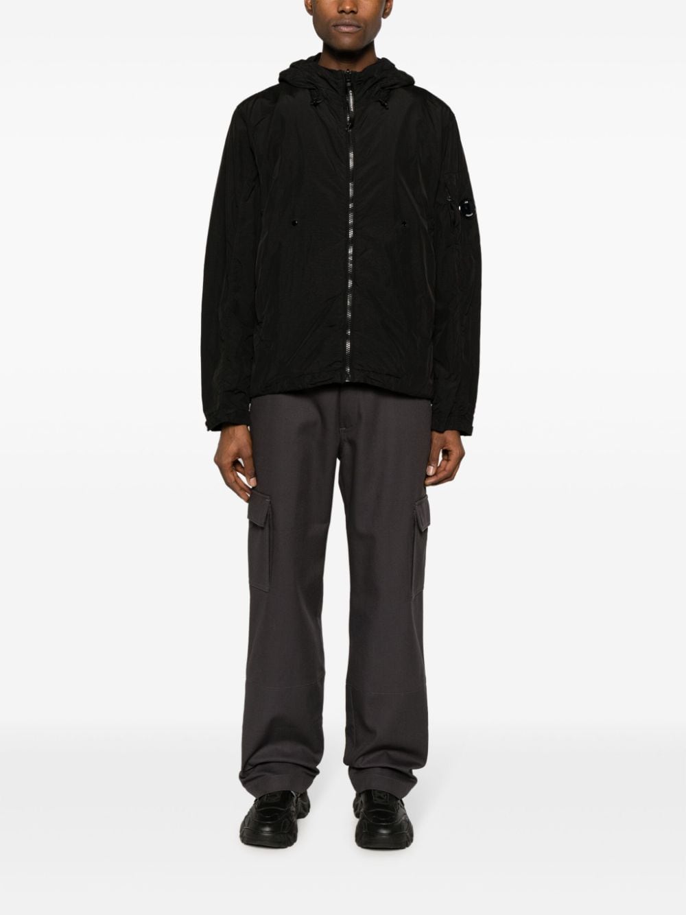 Shop C.p. Company Flatt Nylon Hooded Jacket In Black