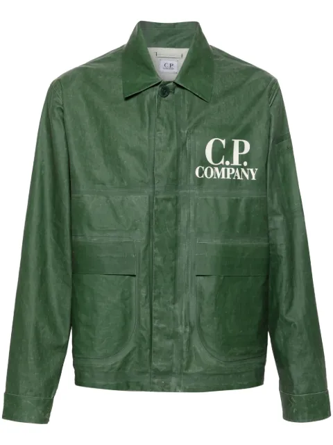 C.P. Company logo-print coated shirt jacket
