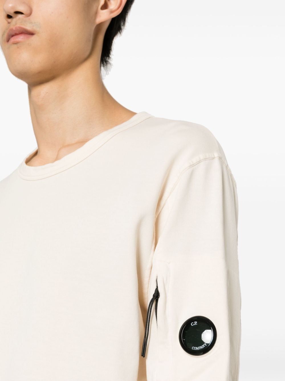 Shop C.p. Company Lens-detail Cotton Sweatshirt In Neutrals