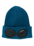 C.P. Company Goggles-detail ribbed beanie - Blue