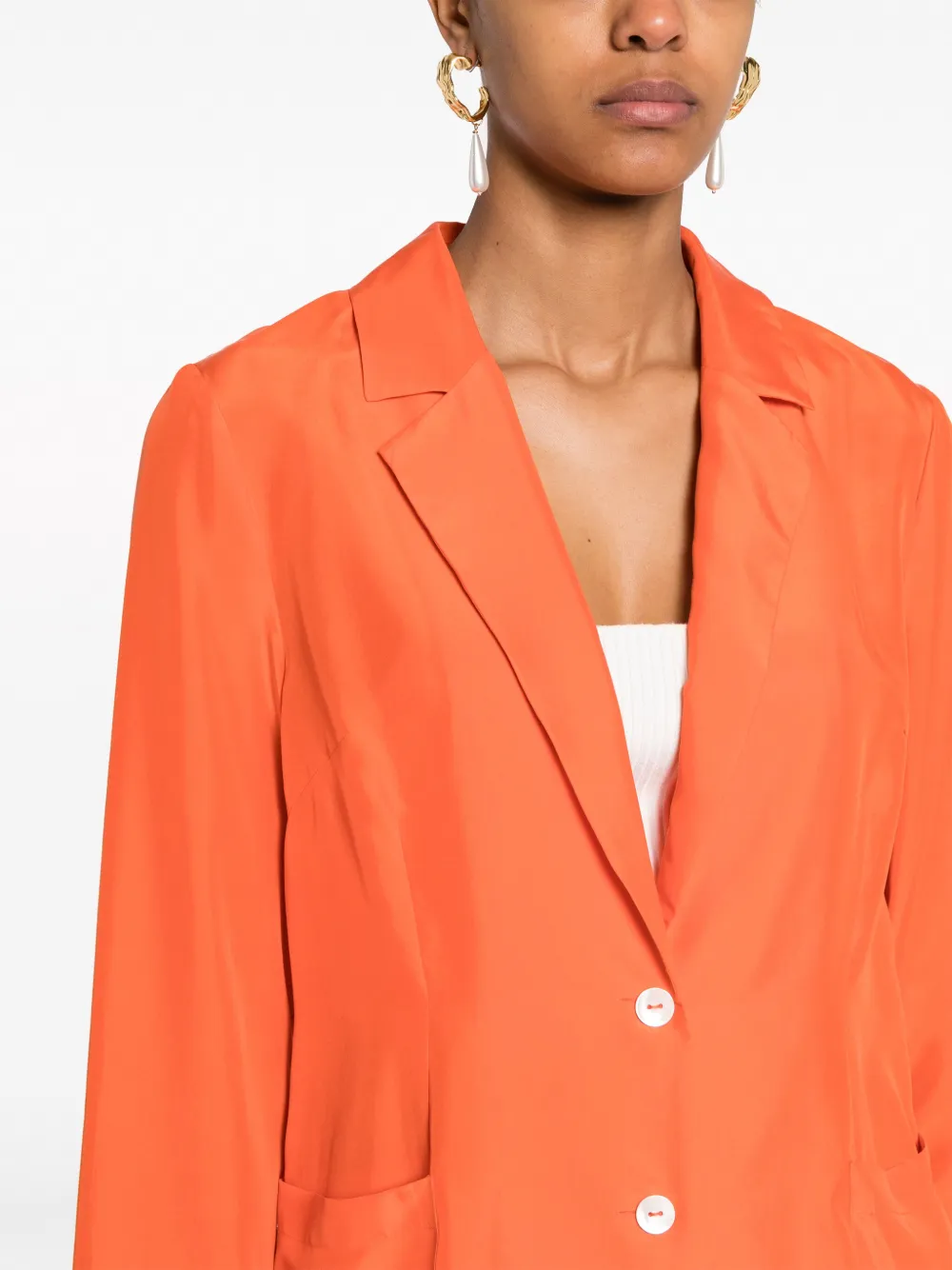 P.A.R.O.S.H. Zijden blazer met enkele rij knopen Oranje