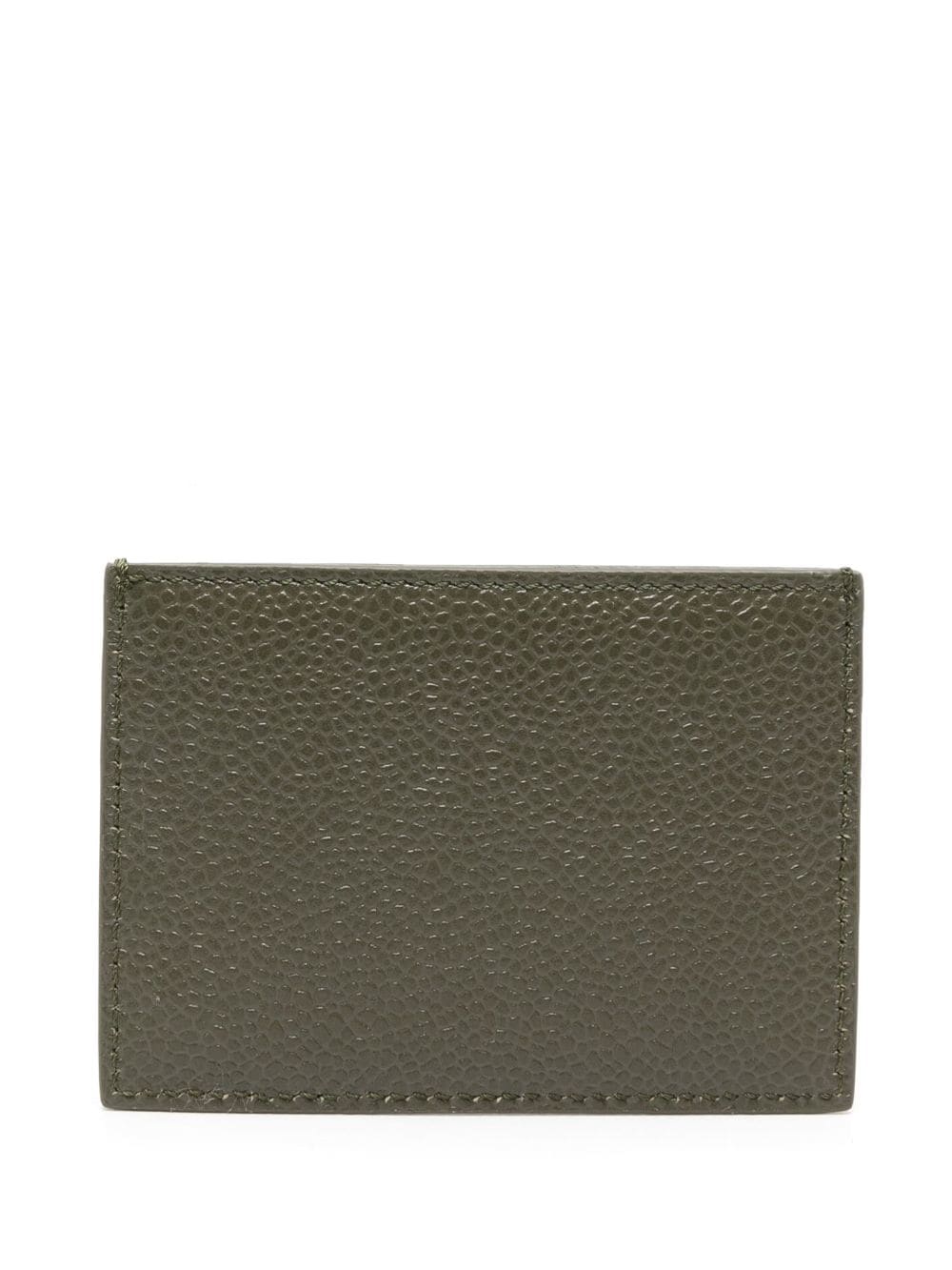 Shop Thom Browne Grosgrain-loop Leather Cardholder In Green