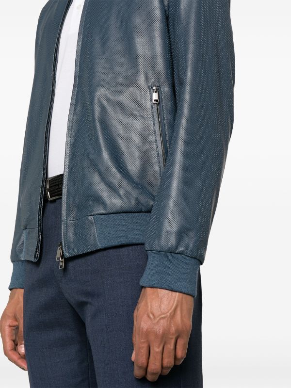 Brioni leather 2025 bomber jacket