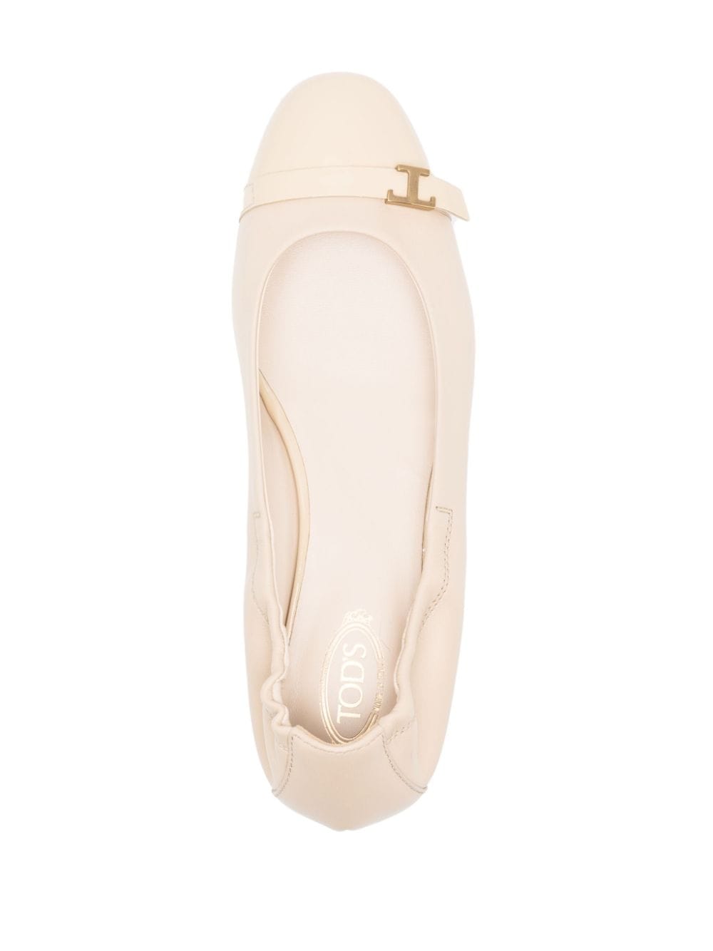 Shop Tod's Logo-plaque Leather Ballerina Shoes In Neutrals