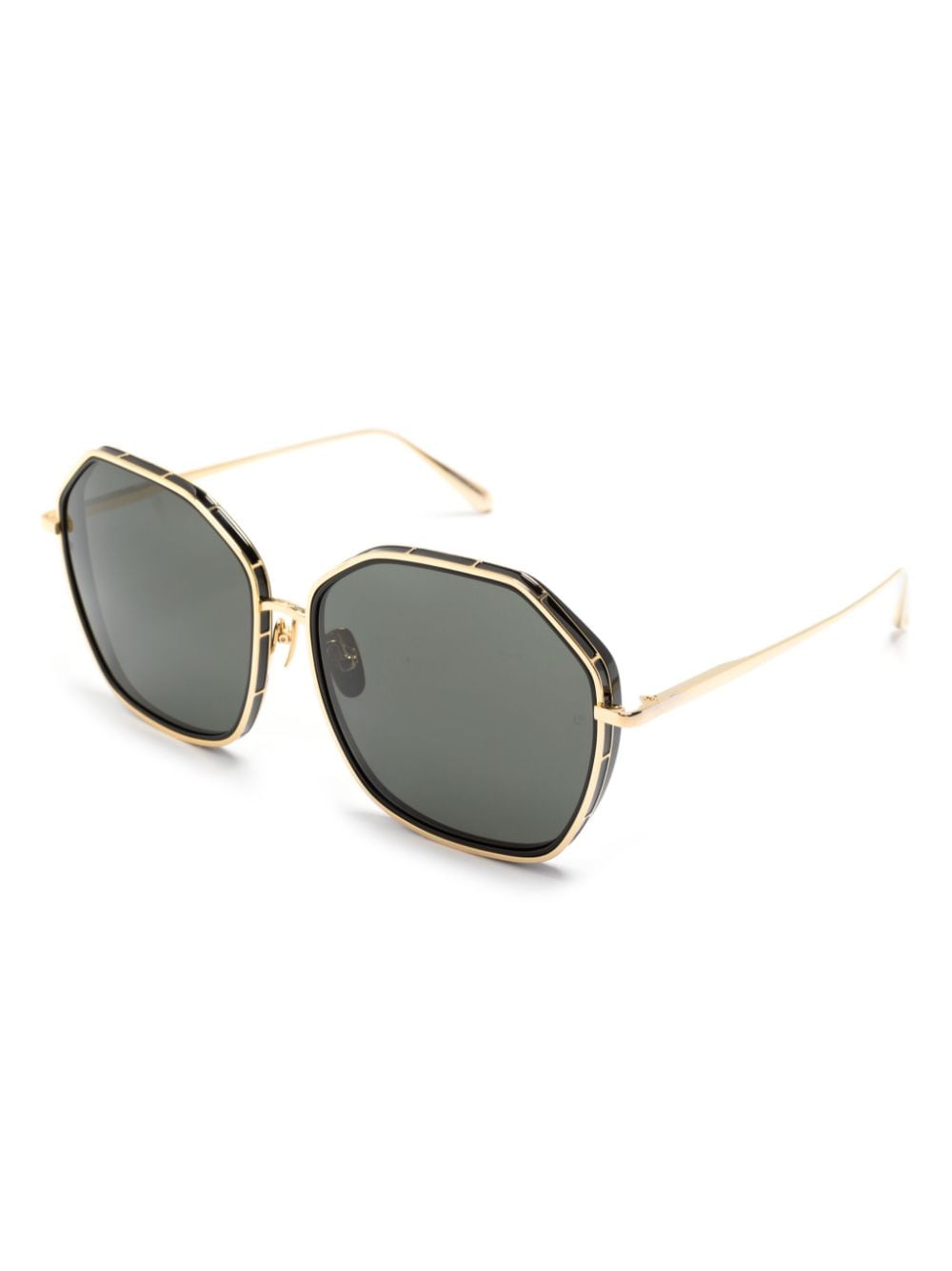 Shop Linda Farrow Camila Geometric-frame Sunglasses In Gold