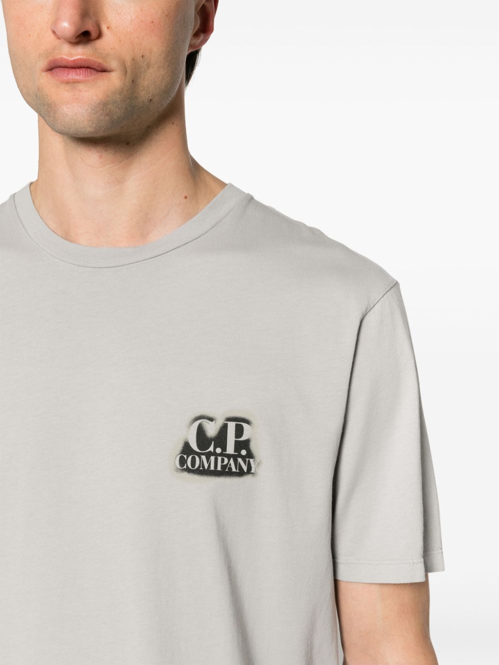 Shop C.p. Company Logo-print Cotton T-shirt In Grey