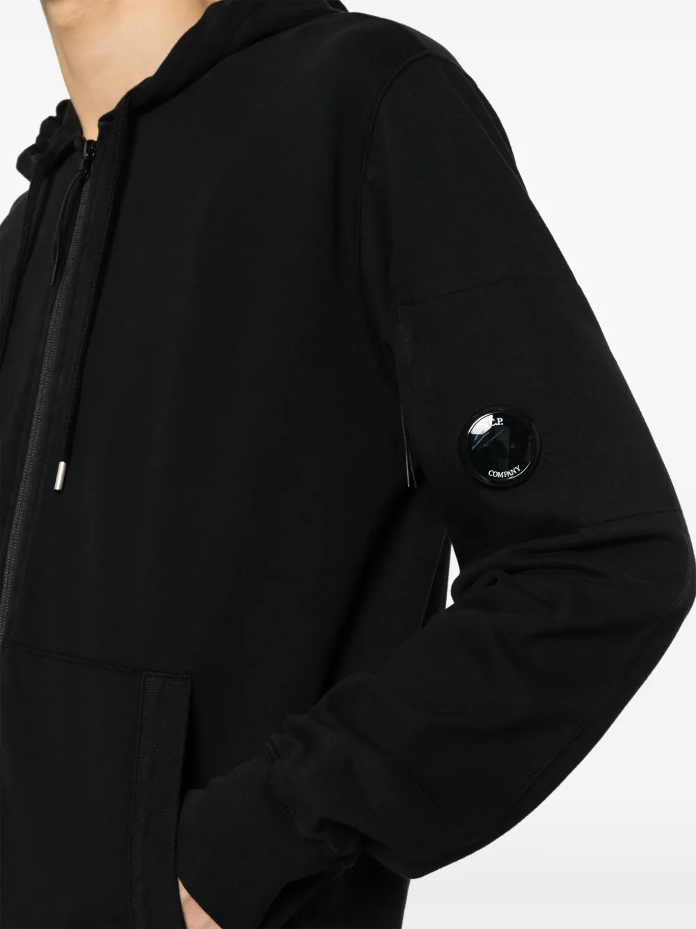 C.p. Company Logo-patch Cotton Hoodie In Black