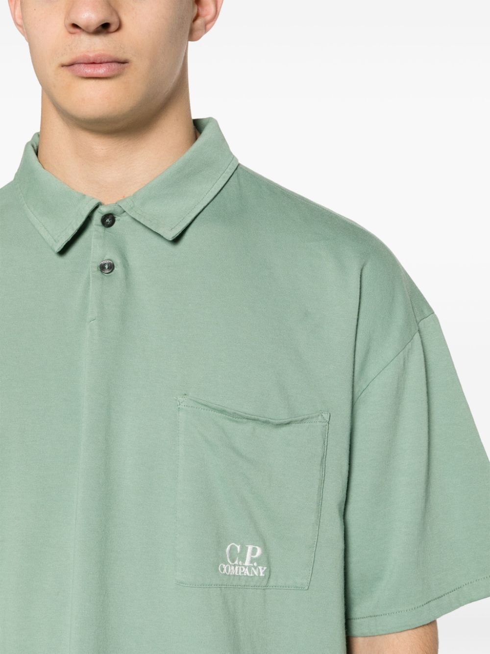 C.P. Company Jersey poloshirt met geborduurd logo Groen