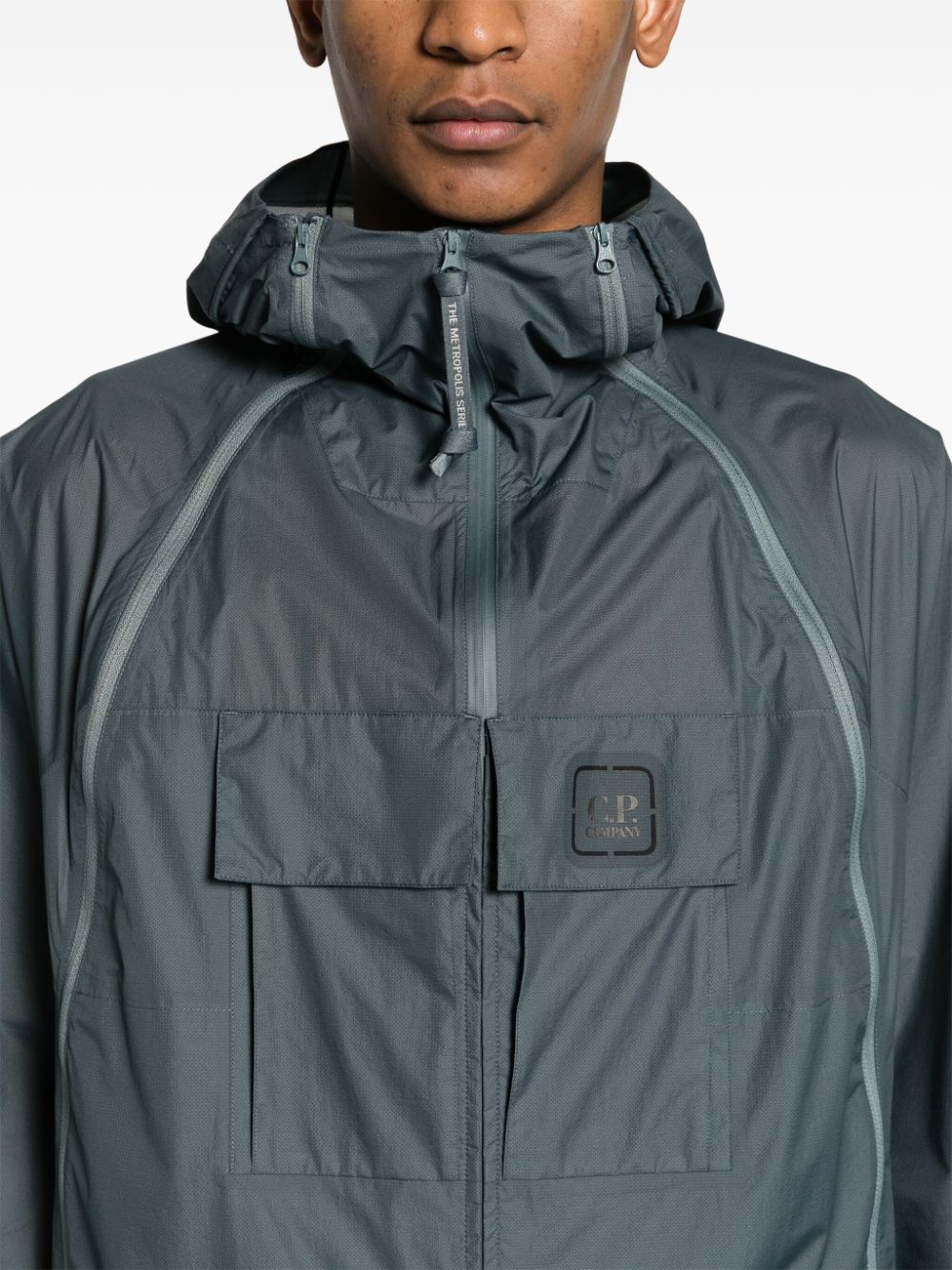 Shop C.p. Company Metropolis Series Pertex Hooded Jacket In 蓝色
