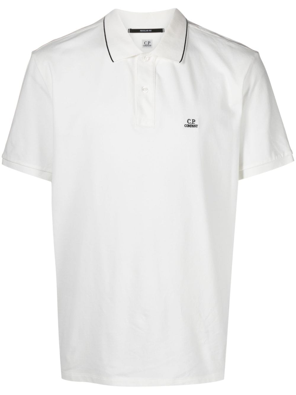 Shop C.p. Company Logo-patch Piqué Polo Shirt In White