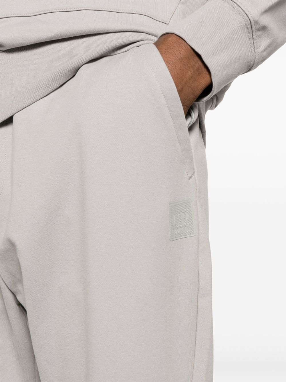 Shop C.p. Company Logo-print Stretch-cotton Track Pants In Grey