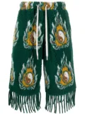 JORDANLUCA Cosmo patterned-jacquard drawstring shorts - Green