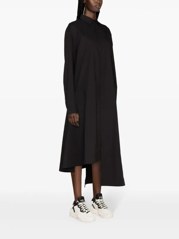 Y-3 アシンメトリーレイヤードシャツ Y-3 アシンメトリー ミディ シャツドレス | ブラック | FARFETCH JP